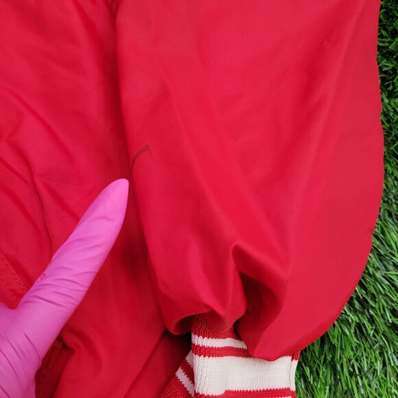 Vintage 80s Farmingdale Varsity Jacket L 22x23 Red Cropped - Picture 11 of 15